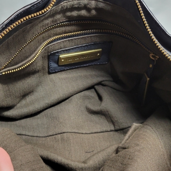 Olivia Harris purse grey green leather gold hardware shoulder bag - Picture 7 of 15